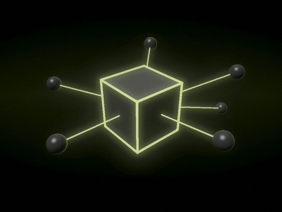 A cube wired to surrounding nodes